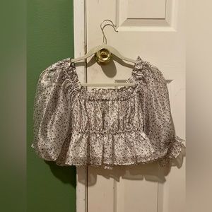 Puffed Sleeve Floral Crop Top